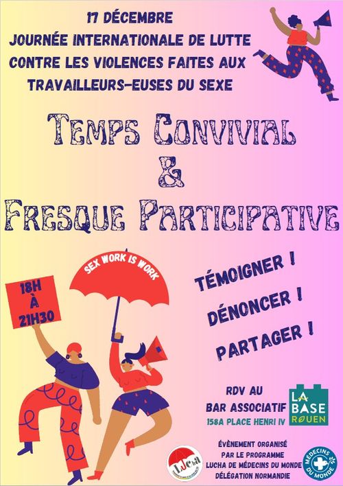 Journée internationale de lutte contre les violences faites aux travailleur·euses du sexe - Temps convivial et fresque participative