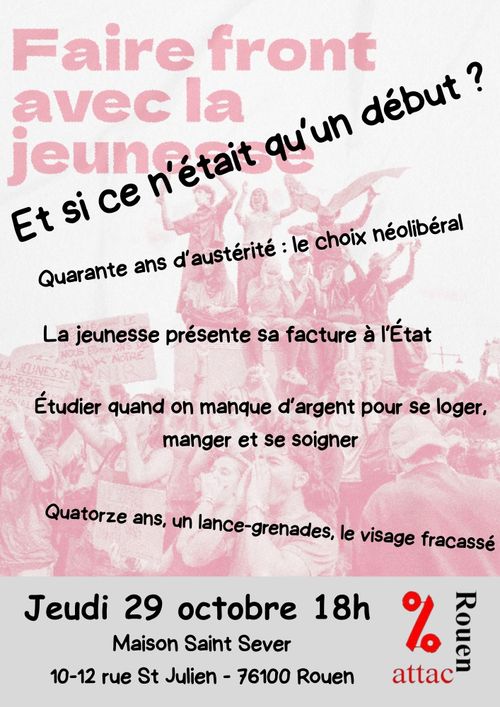 Café ATTAC Rouen agglo - Lycées mobilisés : face à l’austérité et à la répression, faisons front avec la jeunesse !