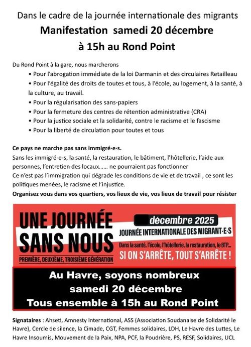 Manifestation pour la journée internationale des migrants