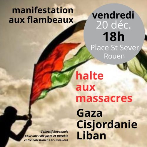 manifestation aux flambeaux poue la Palestine